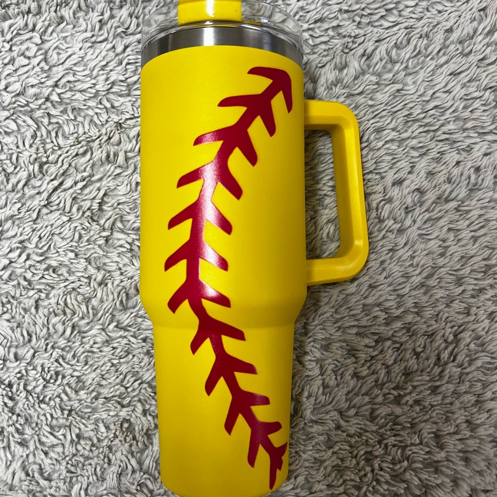 Softball/Baseball 40 oz Tumbler with lid & straw.